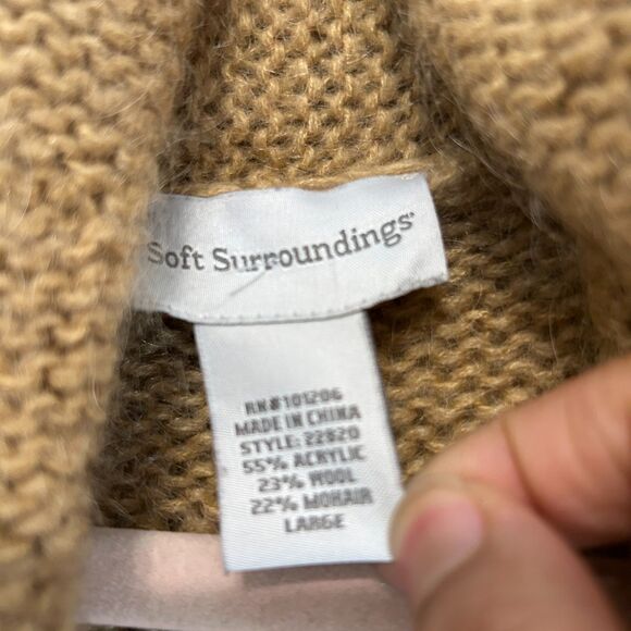 Soft Surroundings Telluride Topper Chunky Long Knit Cardigan Large Camel Brown - Picture 5 of 6